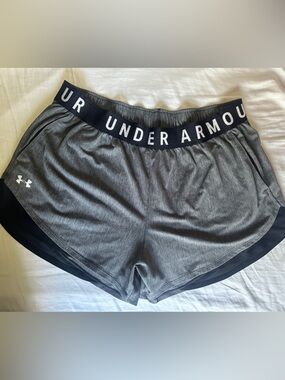 Under Armour Gray Performance Shorts with Branded Black Waistband